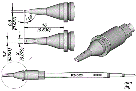 Cart. Grooved Chisel 2X0.8 Long
